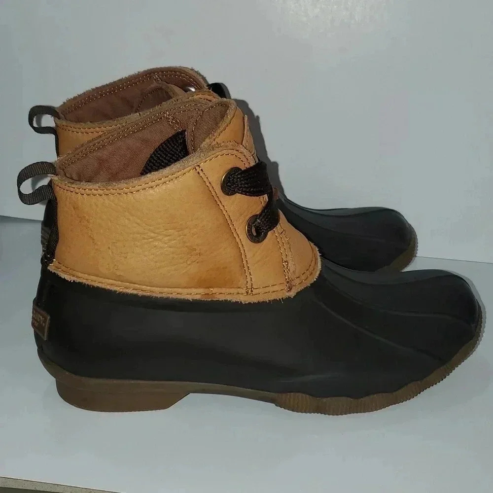 Sperry Women's Saltwater 2-Eye Leather Tan/Brown Rain Boot Women's Size 7 - Picture 13 of 16